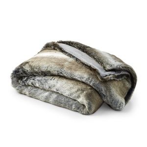 Chinchilla Faux Fur Throw, 60x70", hotel Collection